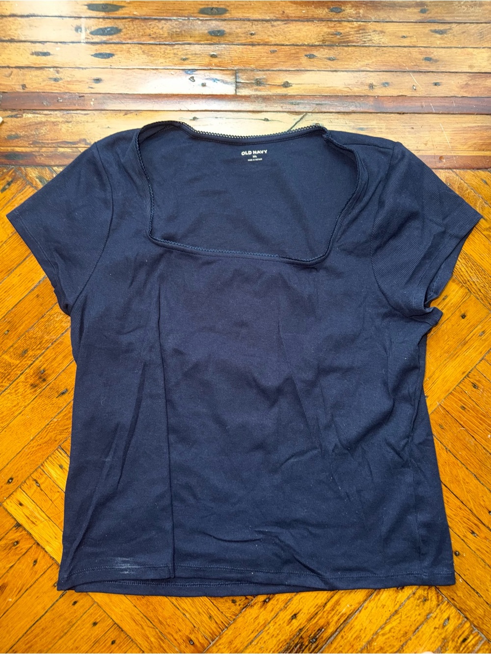 Old Navy Women's Navy Blue Short Sleeve Square Neck Top